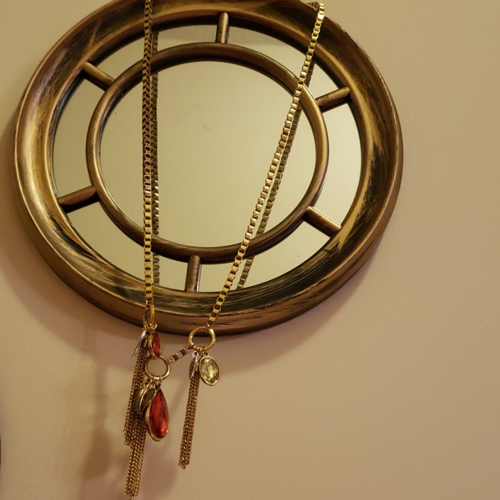 Gold and jeweled charm necklace